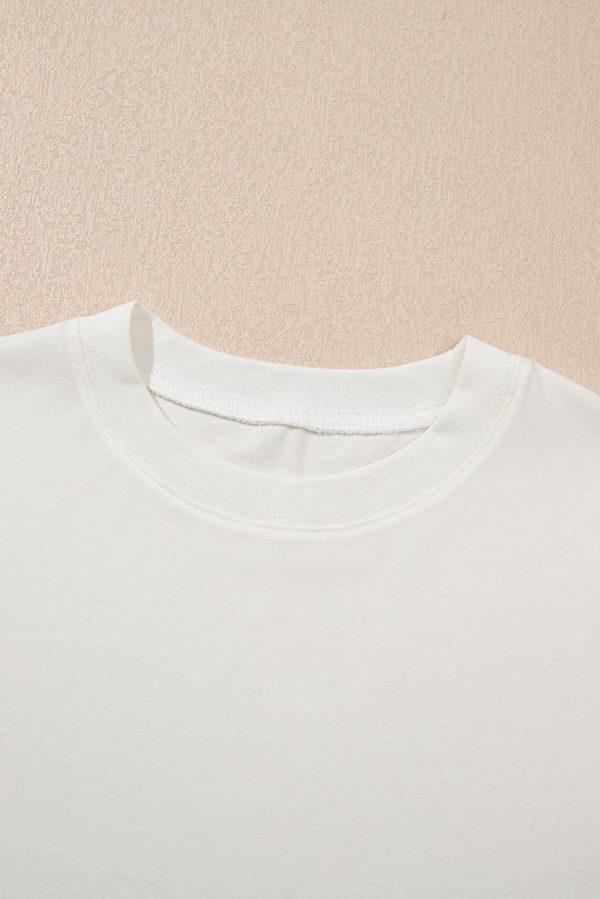 Women Blouses | Beige Floral Puff Sleeve Patchwork Round Neck Top - Image 6
