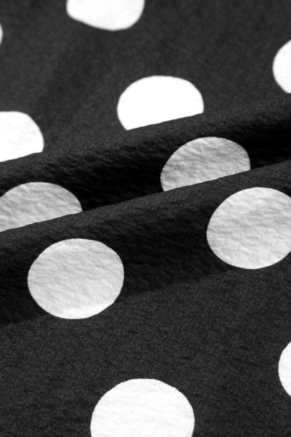 Women Blouses | Black Polka Dot Print V Neck Ruffle Blouse - Image 3