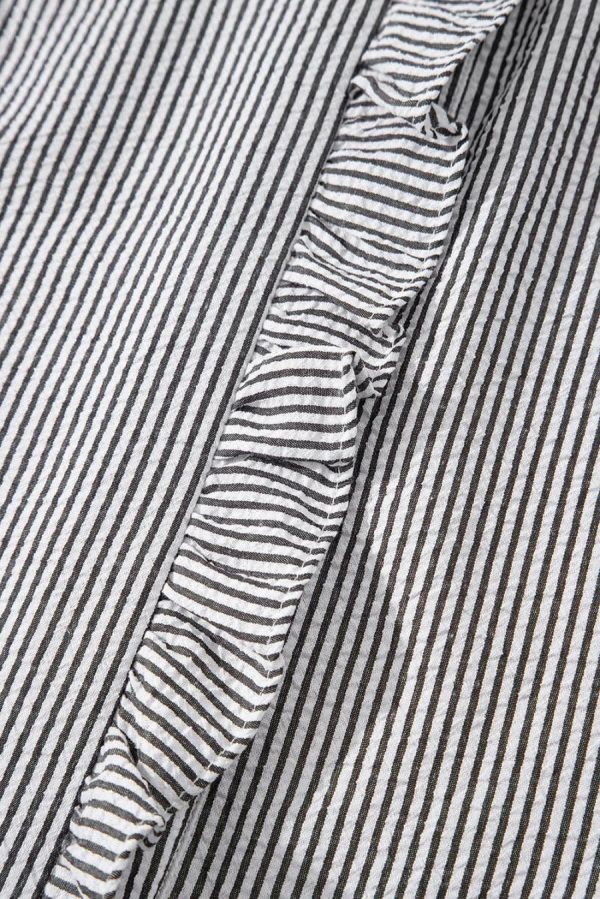Women Blouses | Black Striped Bubble Sleeve Ruffle Shirt - Image 6