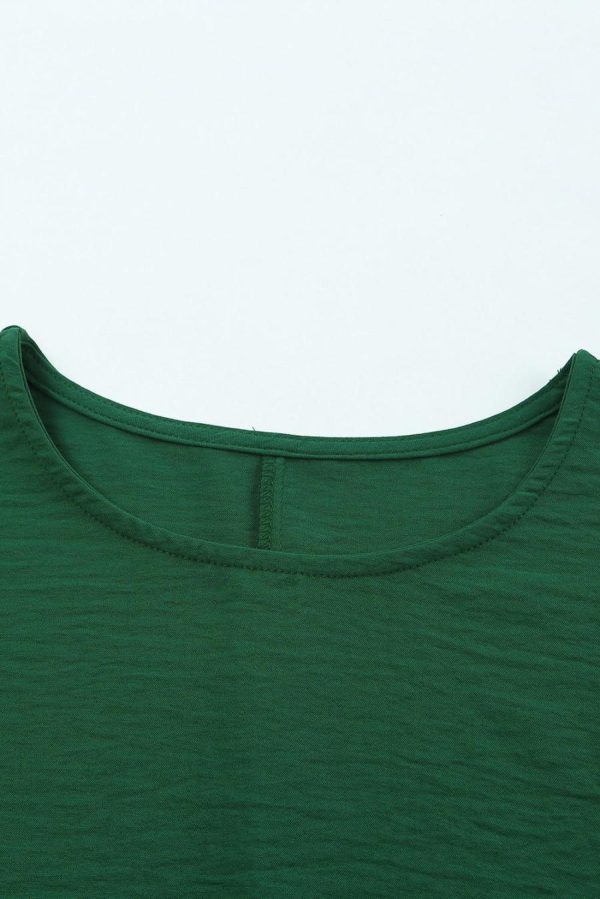 Women Blouses | Green Casual Shirred Cuffs Half Sleeve Top - Image 6