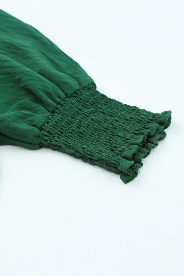 Women Blouses | Green Casual Shirred Cuffs Half Sleeve Top - Image 7