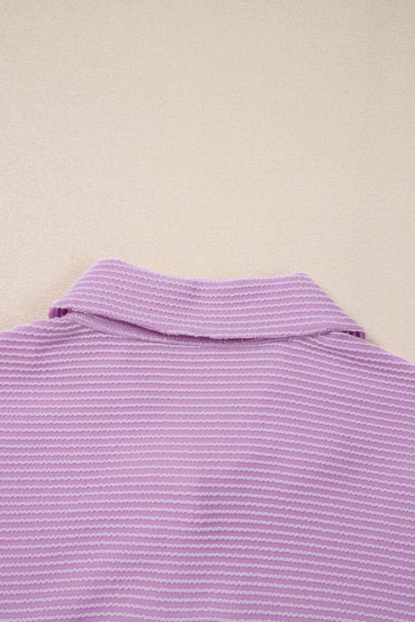 Women Blouses | Orchid Bouquet Corded Flap Pocket Collared Buttoned Blouse - Image 5