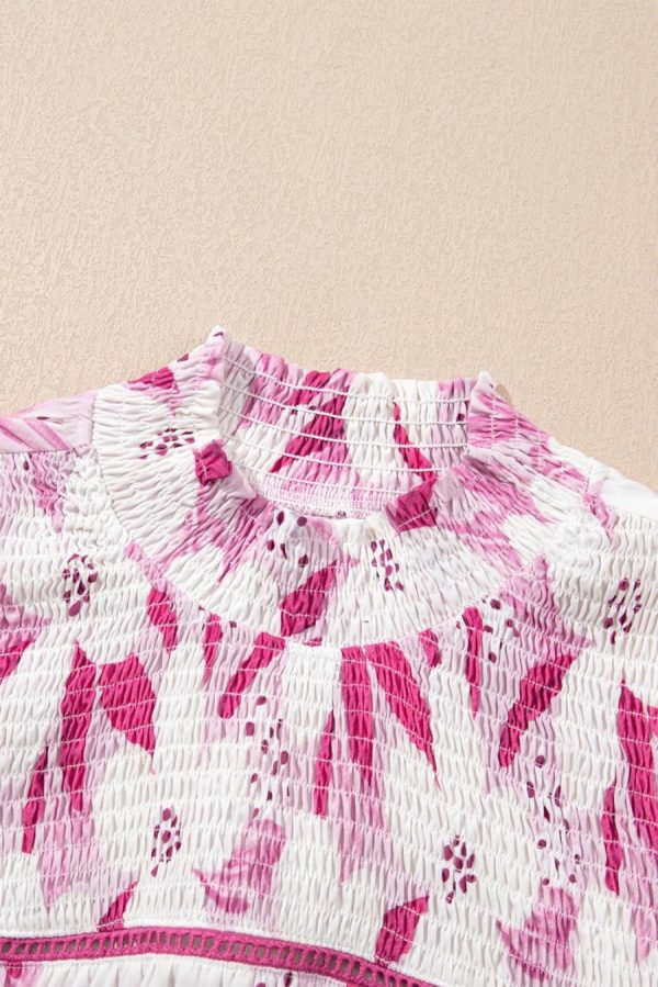 Women Blouses | Rose Floral Frilled Collar Short Sleeve Blouse - Image 5