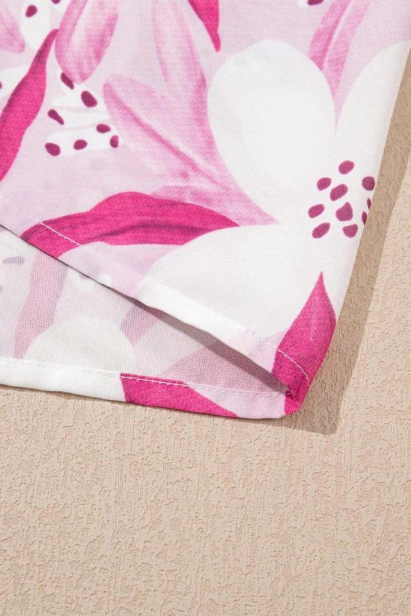 Women Blouses | Rose Floral Frilled Collar Short Sleeve Blouse - Image 6