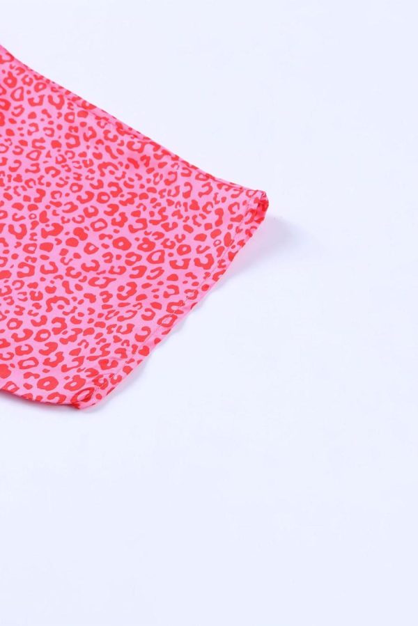 Women Blouses | Rosy Leopard Print Oversized Casual Half Sleeve V Neck Top - Image 5