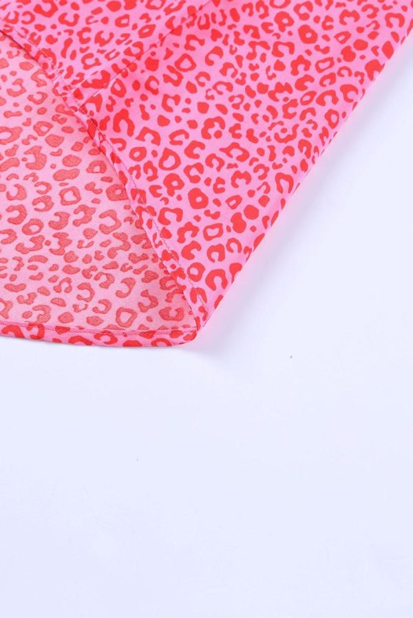 Women Blouses | Rosy Leopard Print Oversized Casual Half Sleeve V Neck Top - Image 6