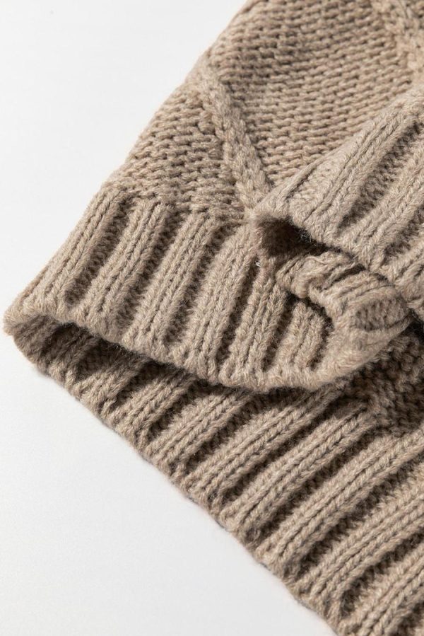 Women Knit Tops | Simply Taupe Satin Bowknot Cable Knit Top - Image 7