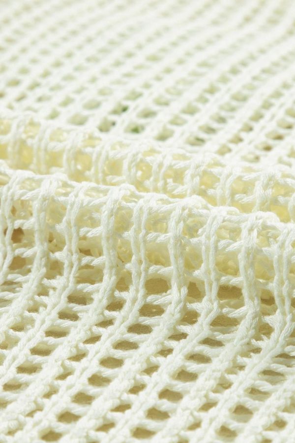 Women Knit Tops | White Hollowed Crochet Colorful Flower Loose Knit T Shirt - Image 6