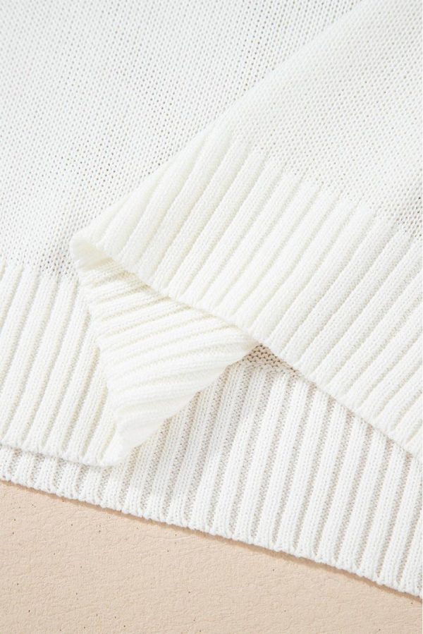 Women Knit Tops | White Plain Knotted Back Crochet Knit Top - Image 7