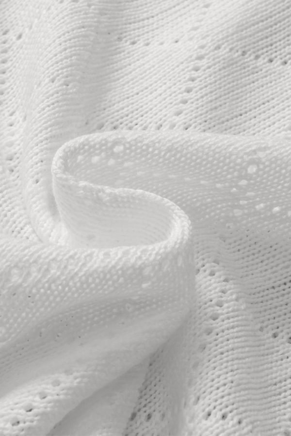 Women Knit Tops | White V Neck Side Slits Knitted Flowy Oversized Blouse - Image 2