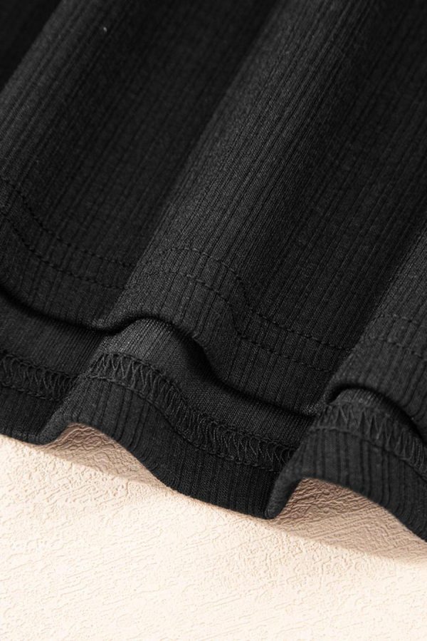 Women Long Sleeve Tops | Black Flower Applique Mesh Long Sleeve V Neck Top - Image 6