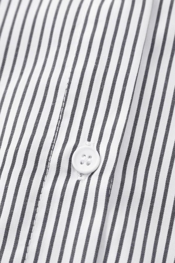 Women Long Sleeve Tops | Black Striped Casual Shirred Cuffs Shirt - Image 5