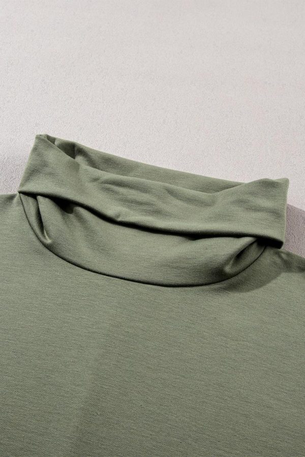 Women Long Sleeve Tops | Green Cowl Neck Loose Fit Tunic Top - Image 6