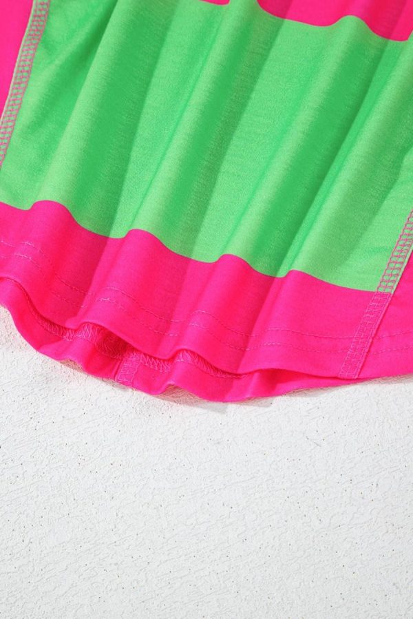 Women Long Sleeve Tops | Light Green Colorblock Drop Sleeve Round Neck Top - Image 4