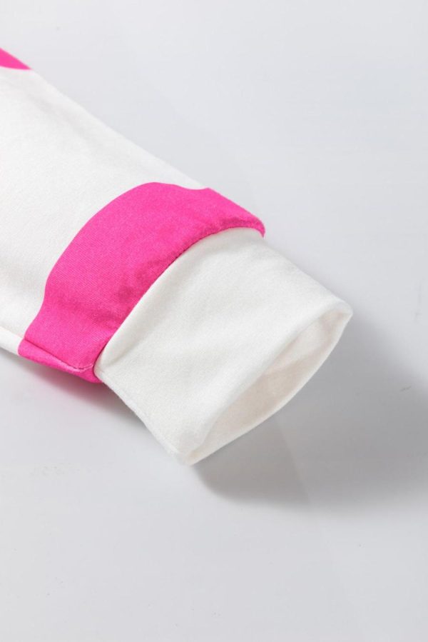 Women Long Sleeve Tops | Light Pink Colorblock Drop Sleeve Top - Image 7