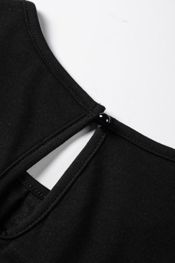 Women Sleeveless Tops | Black Pleated Round Neck Sleeveless Top - Image 5