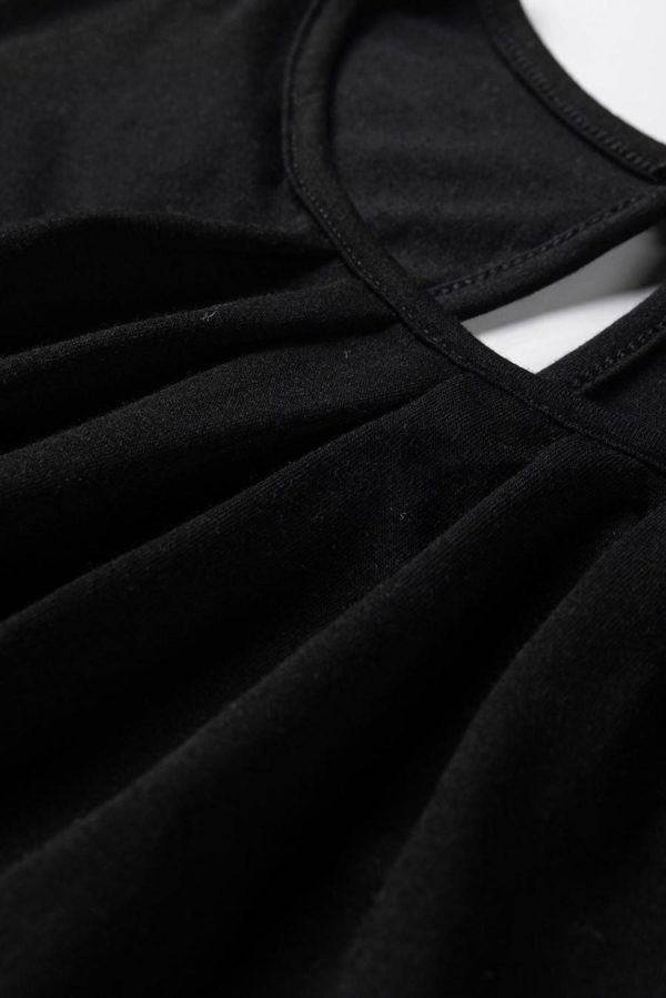 Women Sleeveless Tops | Black Pleated Round Neck Sleeveless Top - Image 6