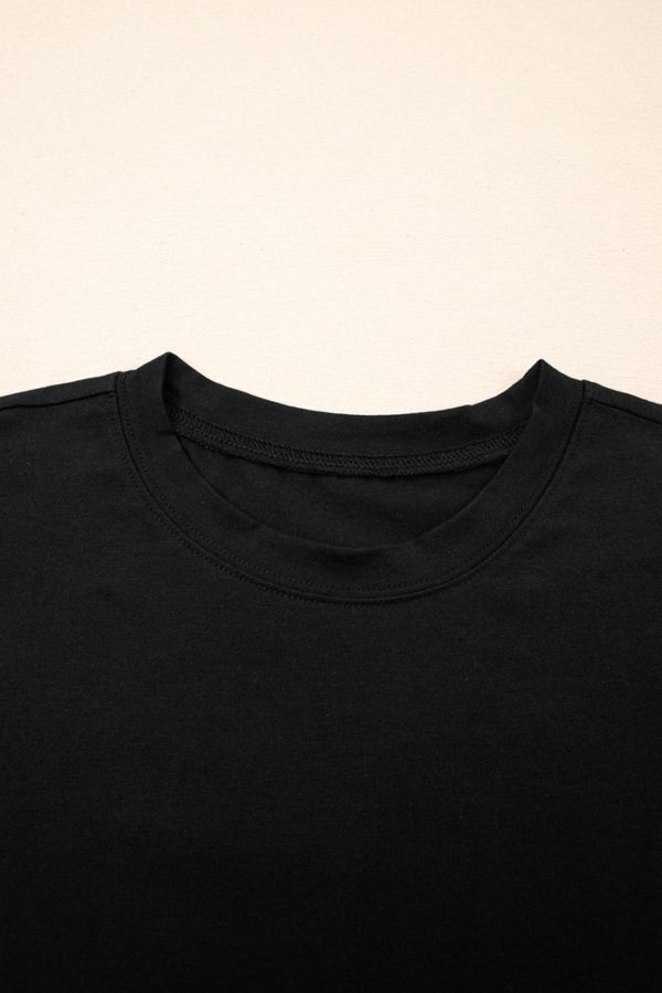 Women Sleeveless Tops | Black Ruffle Crew Neck Slim Fit Top - Image 5