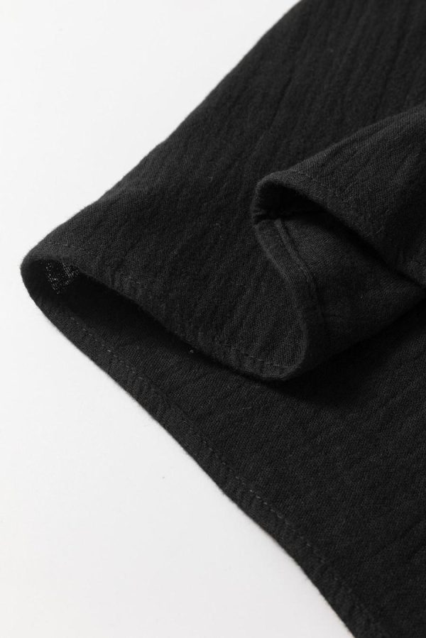 Women Sleeveless Tops | Black Ruffle Shoulder V Neck Sleeveless Top - Image 5