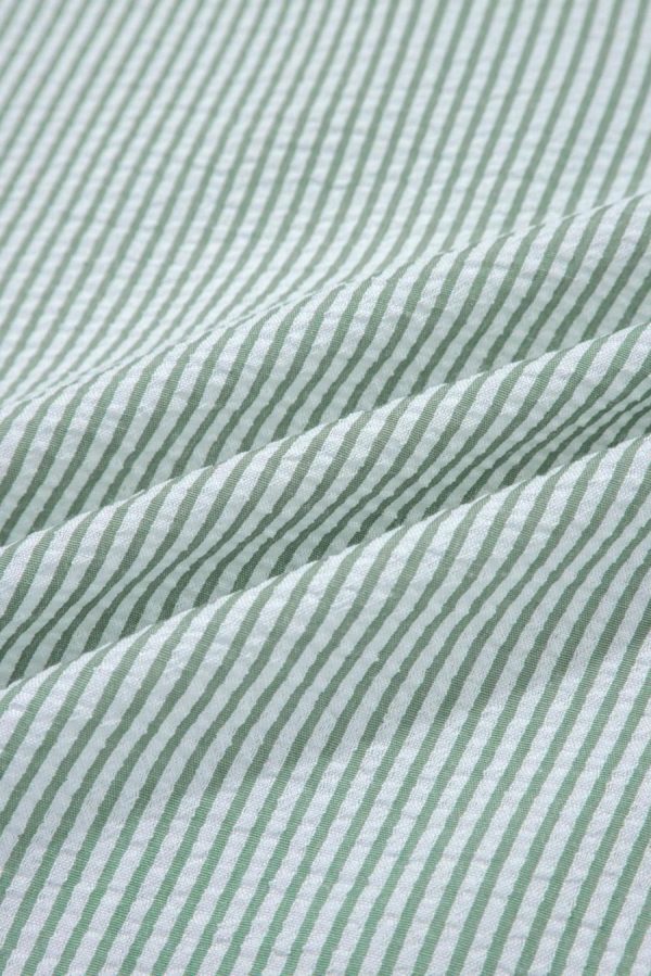 Women Sleeveless Tops | Green Stripe Lace Detail Crinkle Sleeveless Blouse - Image 7