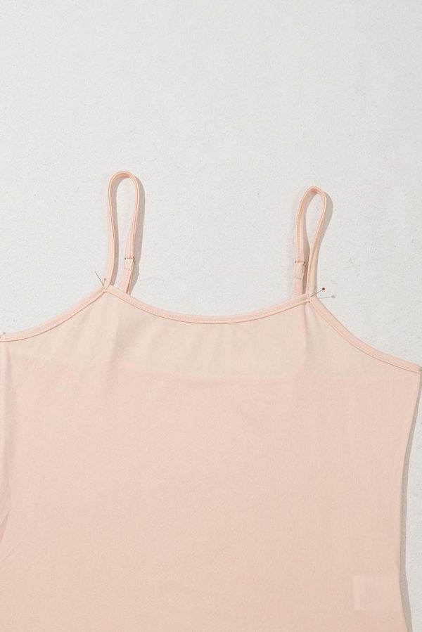 Women Sleeveless Tops | Red Mesh Floral Print Slim Fit Sleeveless Top - Image 7