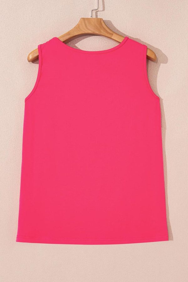 Women Sleeveless Tops | Sachet Pink Butterfly Graphic Summer Tank Top - Image 3