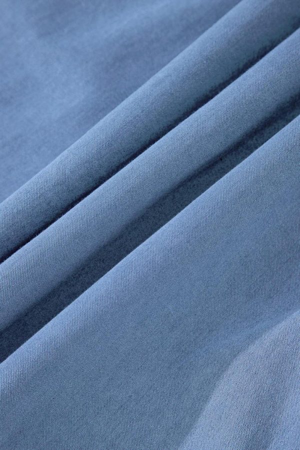 Women Sleeveless Tops | Sky Blue Casual Ruffle Hem Spaghetti Strap Denim Top - Image 7