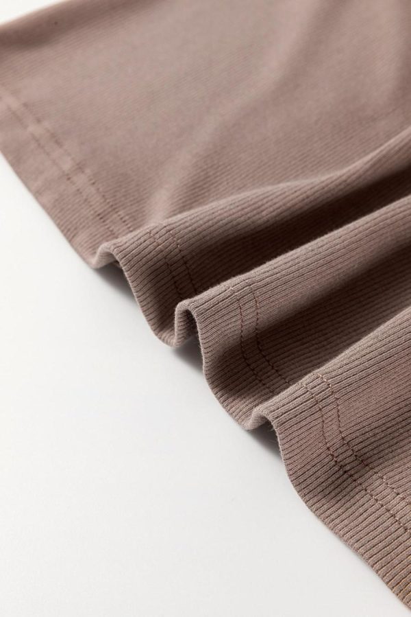 Women Sleeveless Tops | Smoke Gray Ribbed Knit Contrast Edge U Neck Slim Fit Tank Top - Image 5