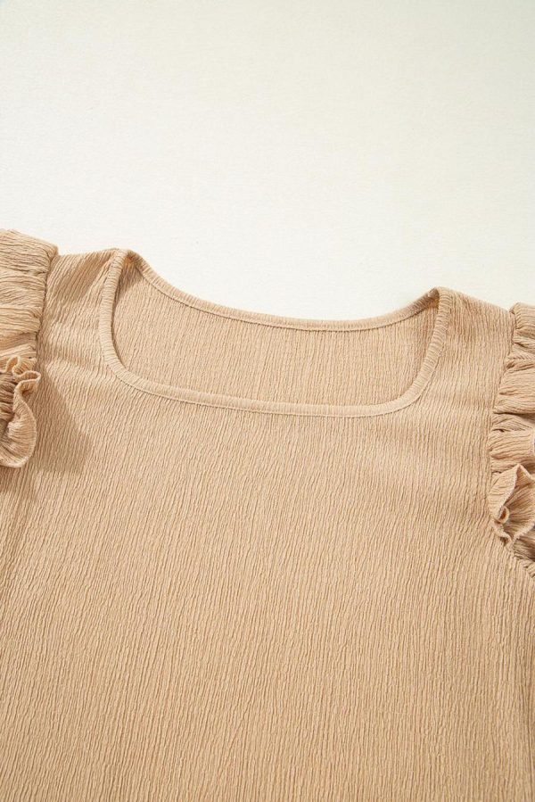 Women Sleeveless Tops | Smoke Gray Ruffle Textured Sleeveless Top - Image 7