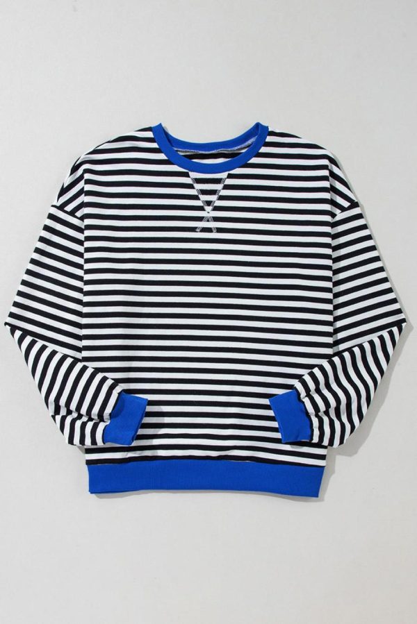 Women Sweatshirts & Hoodies | Black Stripe Contrast Edge Cross Seam Oversized Sweatshirt - Image 6