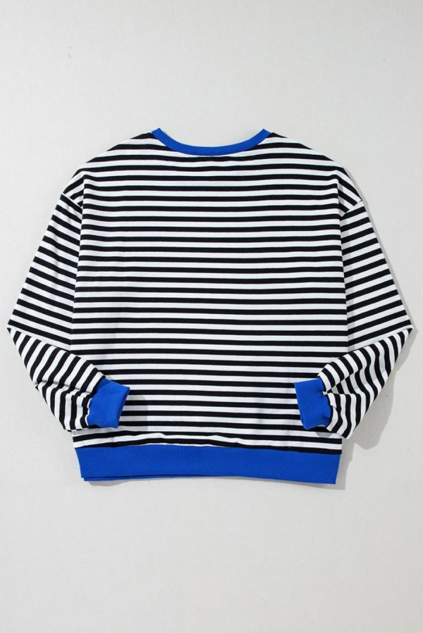Women Sweatshirts & Hoodies | Black Stripe Contrast Edge Cross Seam Oversized Sweatshirt - Image 7