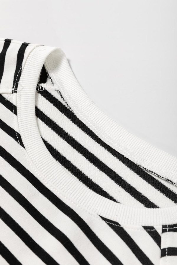 Women Sweatshirts & Hoodies | Black Stripe Raglan Sleeve Loose Split Sweatshirt - Image 7
