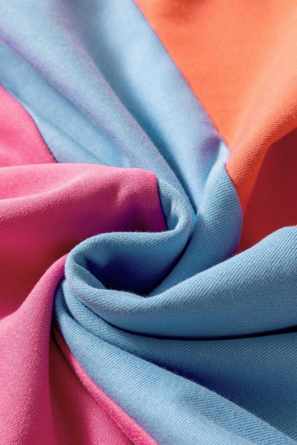 Women Sweatshirts & Hoodies | Bright Pink Colorblock Drop Shoulder Sweatshirt - Image 5