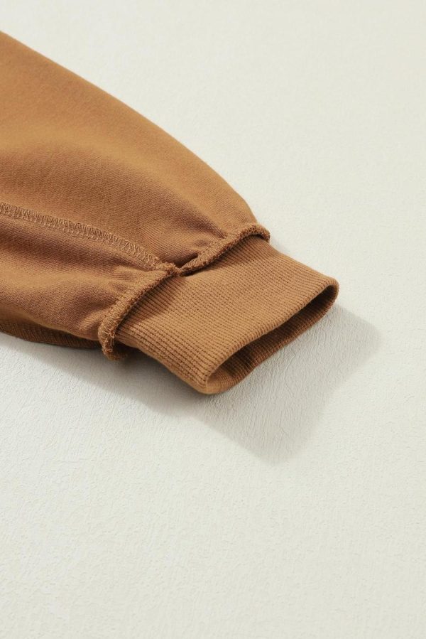 Women Sweatshirts & Hoodies | Chestnut Slouchy Drop Shoulder Henley Sweatshirt - Image 5