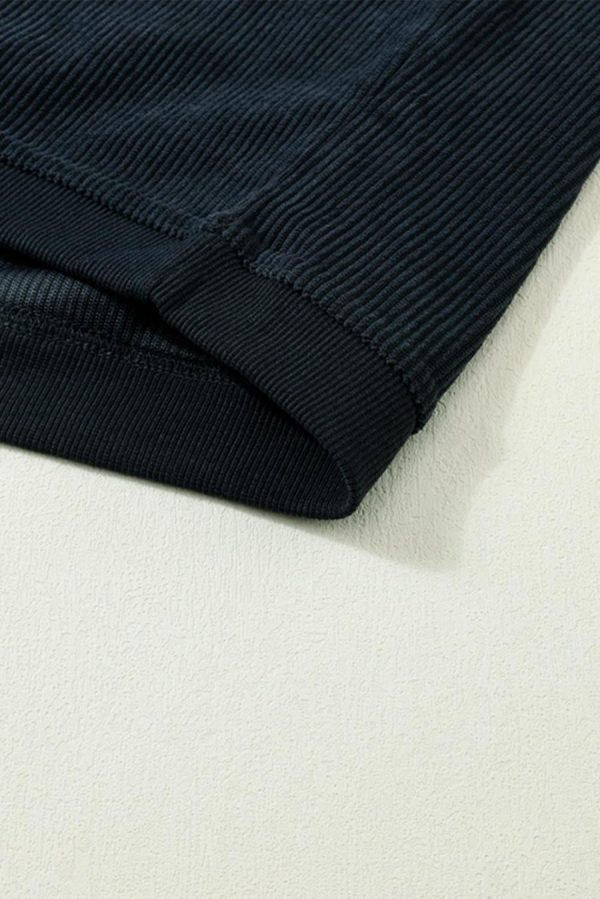 Women Sweatshirts & Hoodies | Dark Grey Drop Sleeve Rib Knit Oversized Sweatshirt - Image 6
