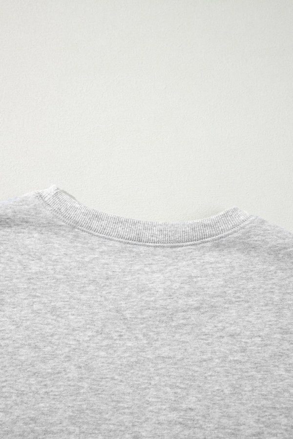 Women Sweatshirts & Hoodies | Gray Two Tone Patchwork Drop Shoulder Pullover Sweatshirt - Image 5