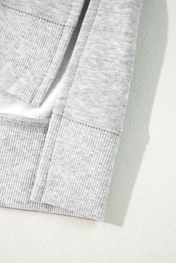 Women Sweatshirts & Hoodies | Gray Two Tone Patchwork Drop Shoulder Pullover Sweatshirt - Image 7