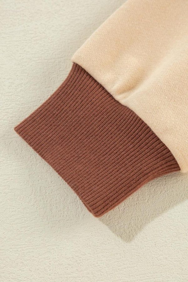 Women Sweatshirts & Hoodies | Light French Beige Striped Patchwork Collar Sweatshirt - Image 6