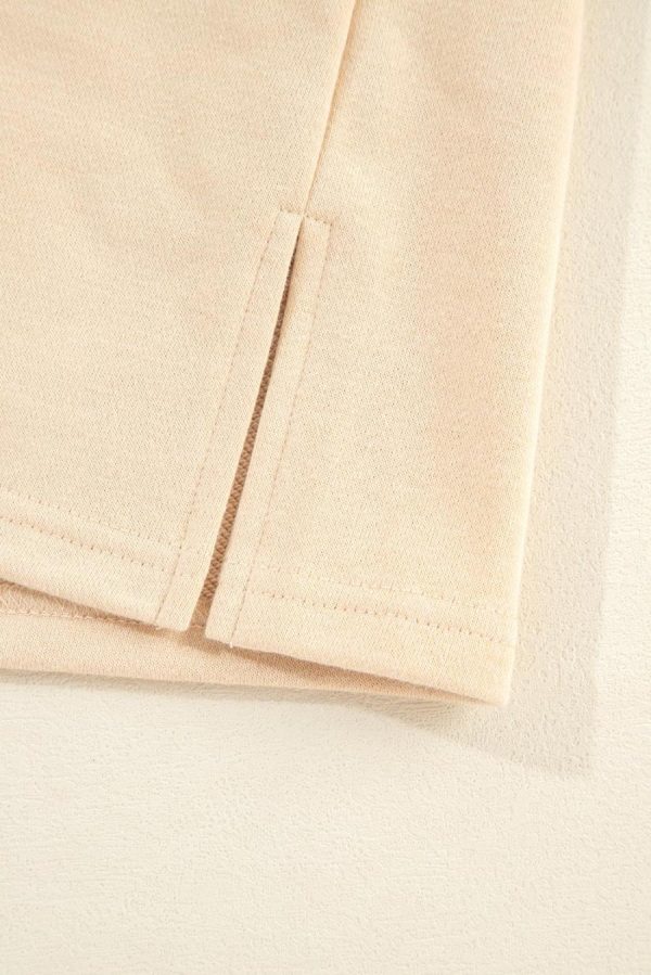 Women Sweatshirts & Hoodies | Light French Beige Striped Patchwork Collar Sweatshirt - Image 7