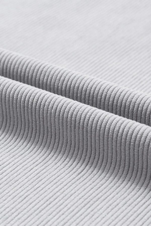Women Sweatshirts & Hoodies | Light Grey Drop Shoulder Rib Knit Oversized Sweatshirt - Image 4