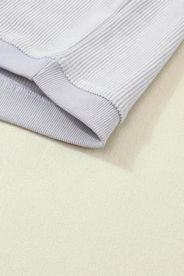Women Sweatshirts & Hoodies | Light Grey Drop Shoulder Rib Knit Oversized Sweatshirt - Image 5