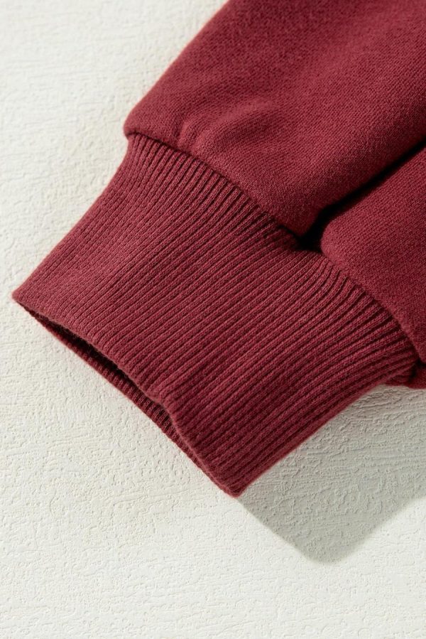 Women Sweatshirts & Hoodies | Mineral Red Two Tone Patchwork Drop Shoulder Pullover Sweatshirt - Image 6