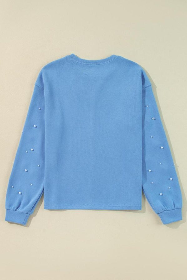 Women Sweatshirts & Hoodies | Myosotis Pearl Sleeves Ribbed Pullover Sweatshirt - Image 6
