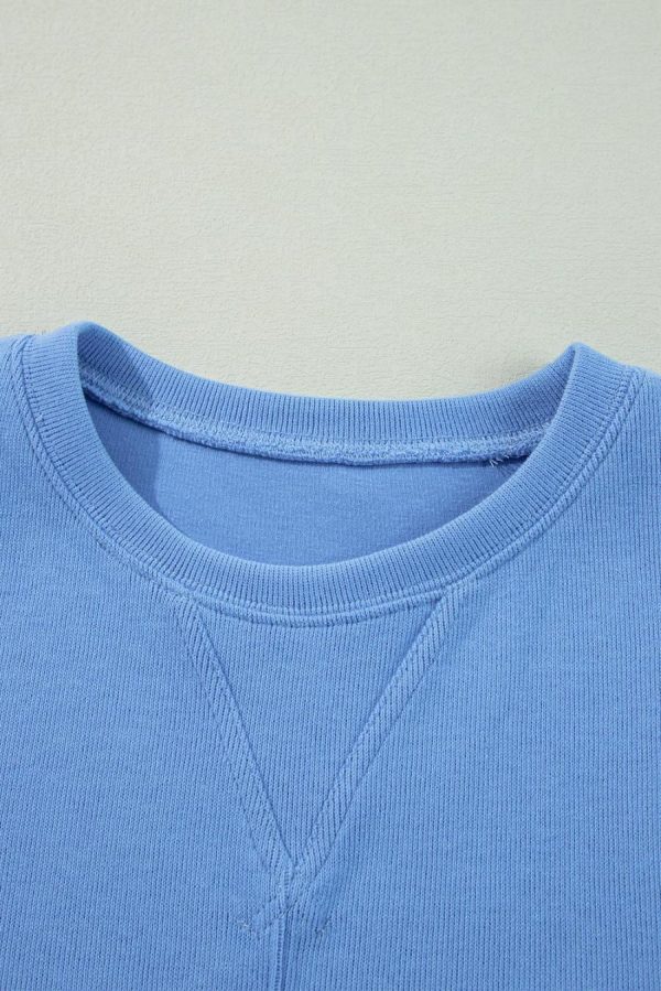 Women Sweatshirts & Hoodies | Myosotis Pearl Sleeves Ribbed Pullover Sweatshirt - Image 7