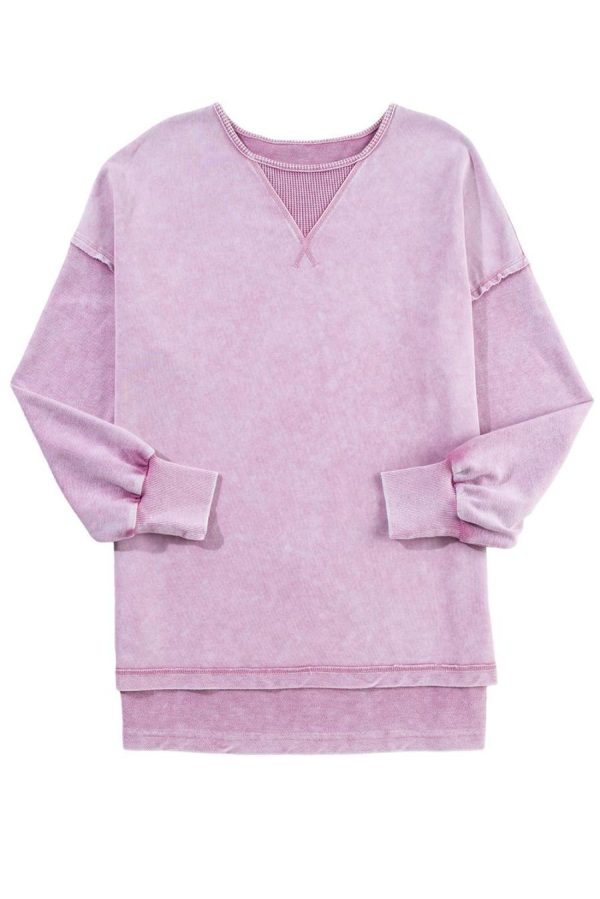Women Sweatshirts & Hoodies | Orchid Petal Mineral Wash Drop Shoulder Oversized Sweatshirt - Image 6