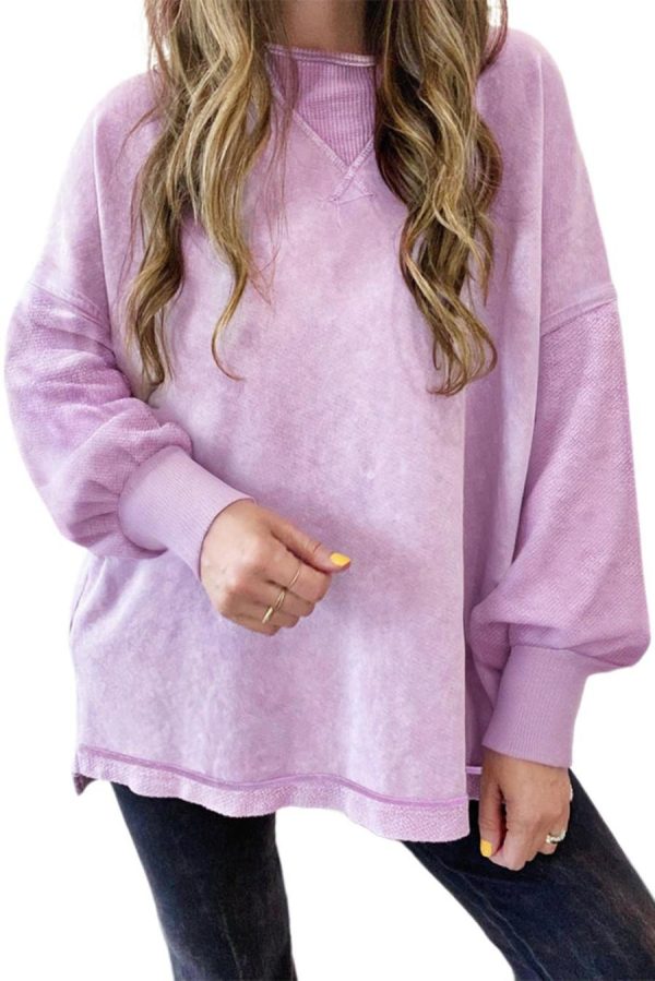 Women Sweatshirts & Hoodies | Orchid Petal Mineral Wash Drop Shoulder Oversized Sweatshirt - Image 7