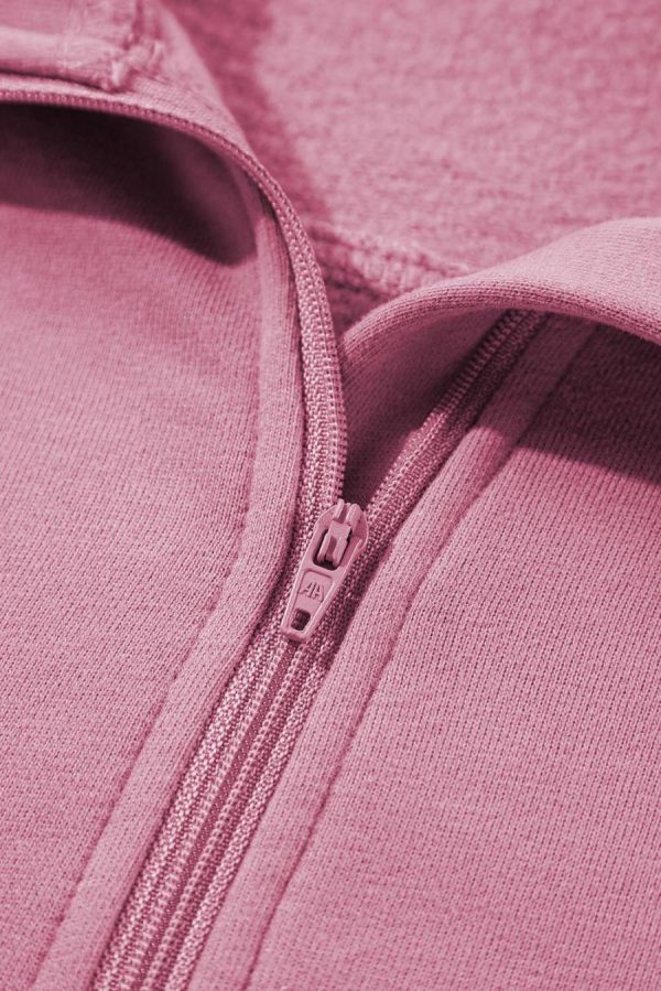 Women Sweatshirts & Hoodies | Phalaenopsis Zip Up Stand Collar Ribbed Thumbhole Sleeve Sweatshirt - Image 5