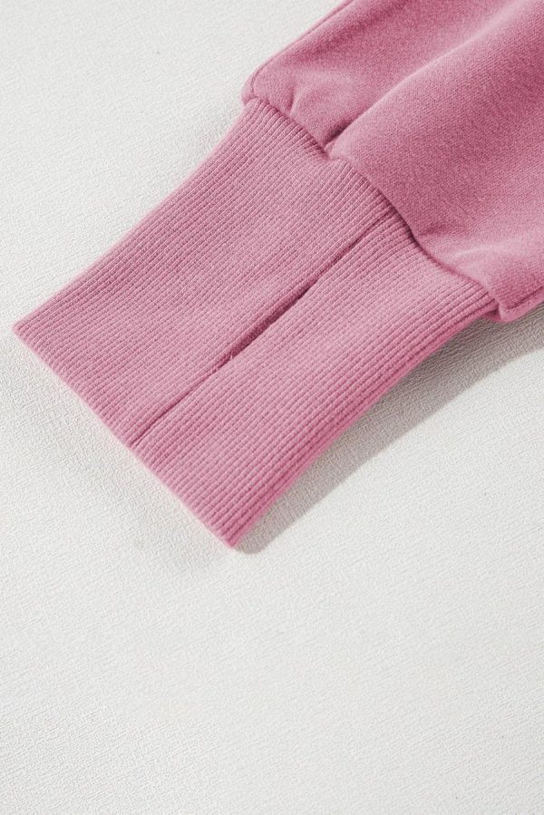 Women Sweatshirts & Hoodies | Phalaenopsis Zip Up Stand Collar Ribbed Thumbhole Sleeve Sweatshirt - Image 7