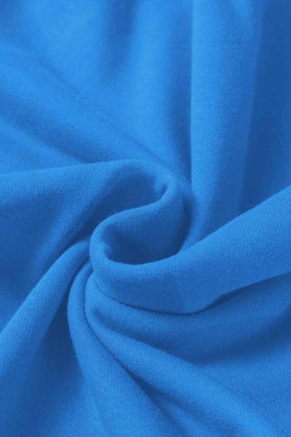 Women Sweatshirts & Hoodies | Sky Blue Plain Round Neck Loose Fit Sweatshirt - Image 4