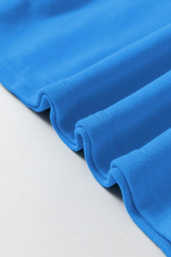 Women Sweatshirts & Hoodies | Sky Blue Plain Round Neck Loose Fit Sweatshirt - Image 5